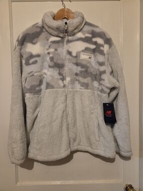 New Balance Kids' Gray Camo Sherpa Zip Fleece Jacket